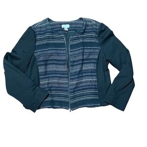 Loft Black Gray‎ Work Jacket Blazer Zip XL Euc Career Work Professional Casual